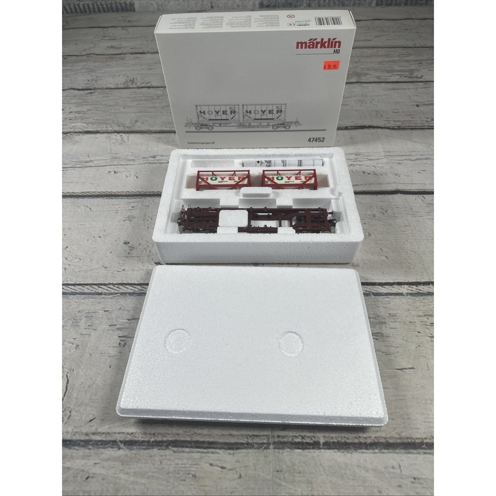 Märklin 47452 HO DB Hoyer Container Flat Car 2 Containers Germany NIB
